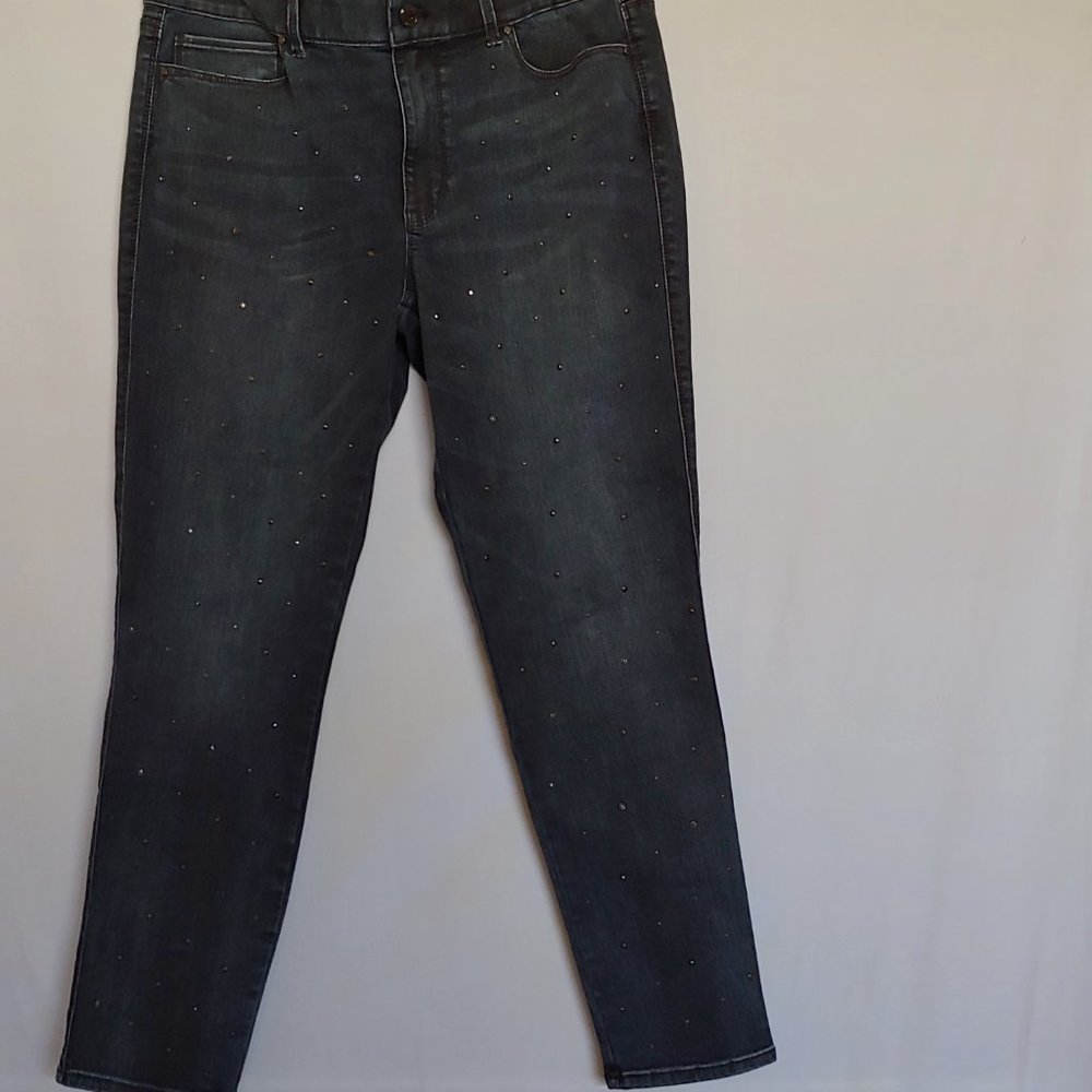 White House Black Market sparkly the skinny ankle jeans size 12 - Picture 14 of 15